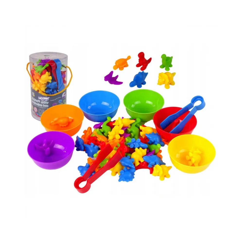 WOOPIE Gra Edukacyjna Montessori Sorter Kolorów Dinozaury 56 el.