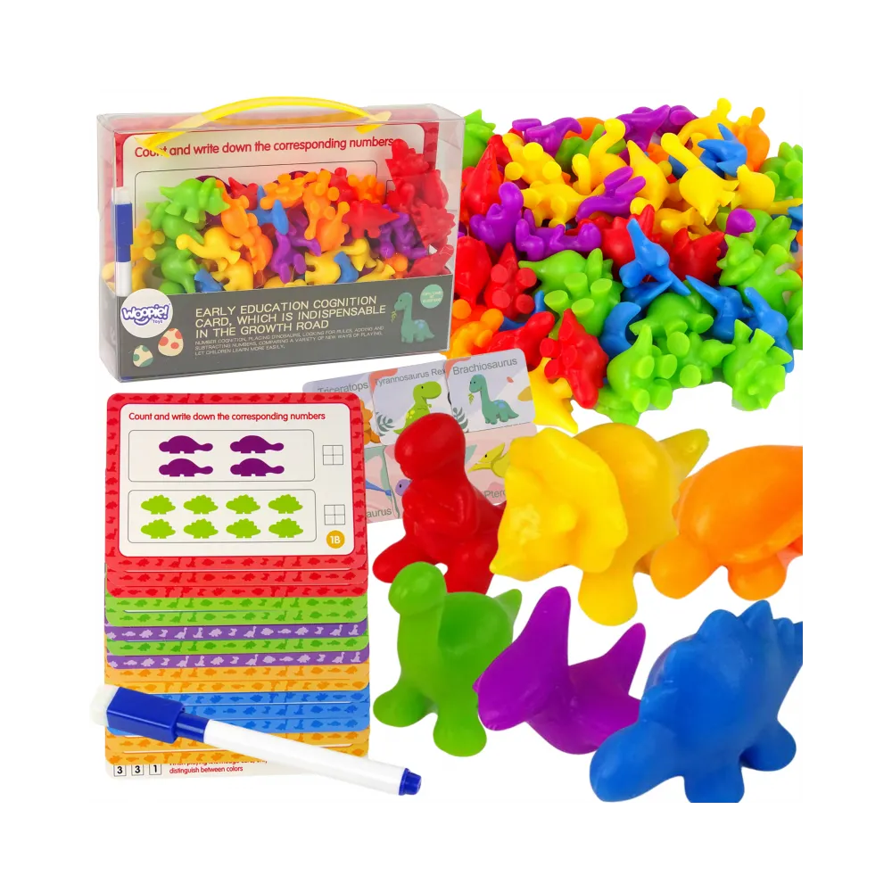 WOOPIE Zestaw Edukacyjny Nauka Liczenia Montessori Sorter Dinozaury 95 el.