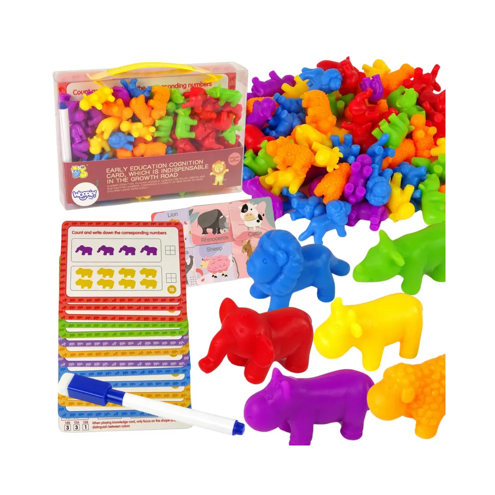 WOOPIE Zestaw Edukacyjny Nauka Liczenia Montessori Sorter Kolorów Zwierzęta 83 el.