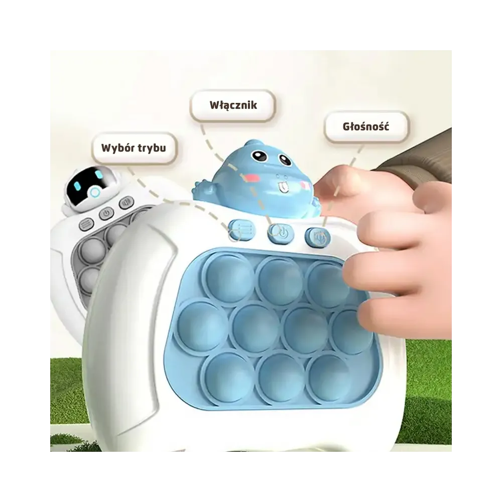 WOOPIE Gra POP IT Elektryczna Antystresowa Zręcznościowa Dinozaur Niebieski