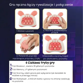 WOOPIE Gra POP IT Elektryczna Antystresowa Zręcznościowa Uszy Króliczka