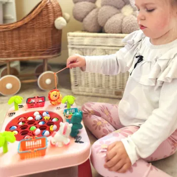 WOOPIE Gra Zręcznościowa Łowienie Ryb Interaktywny Stolik Różowy