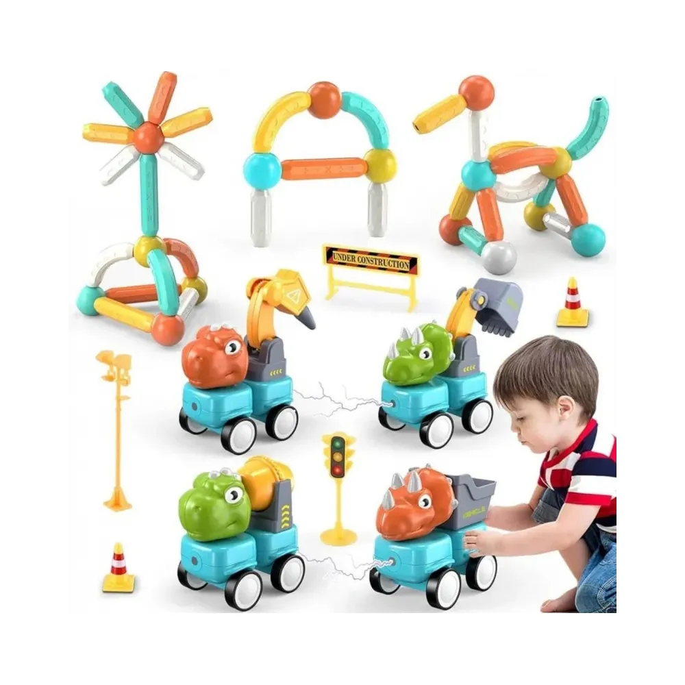 WOOPIE Klocki Magnetyczne Dinozaury Konstrukcyjne 84 el.