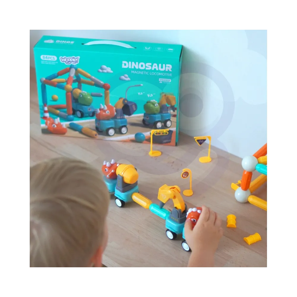 WOOPIE Klocki Magnetyczne Dinozaury Konstrukcyjne 84 el.