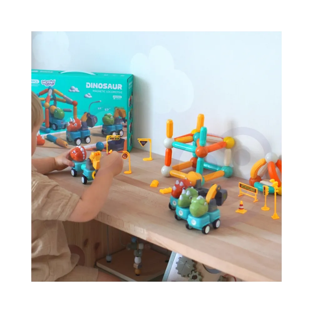 WOOPIE Klocki Magnetyczne Dinozaury Konstrukcyjne 84 el.