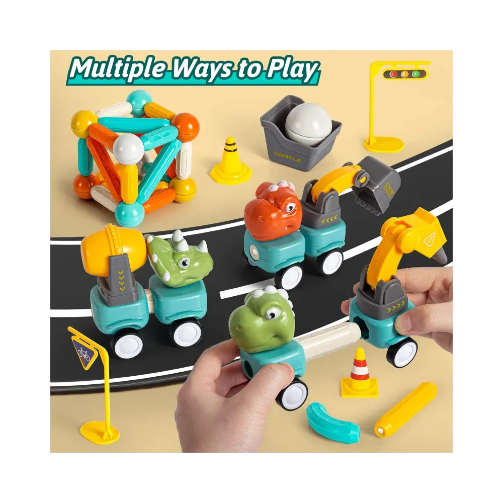 WOOPIE Klocki Magnetyczne Dinozaury Konstrukcyjne 84 el.