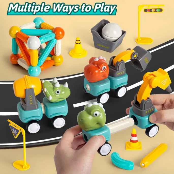 Klocki dinozaury z mocnymi magnesami - 84 elementy