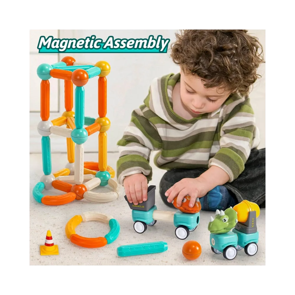 WOOPIE Klocki Magnetyczne Dinozaury Konstrukcyjne 84 el.