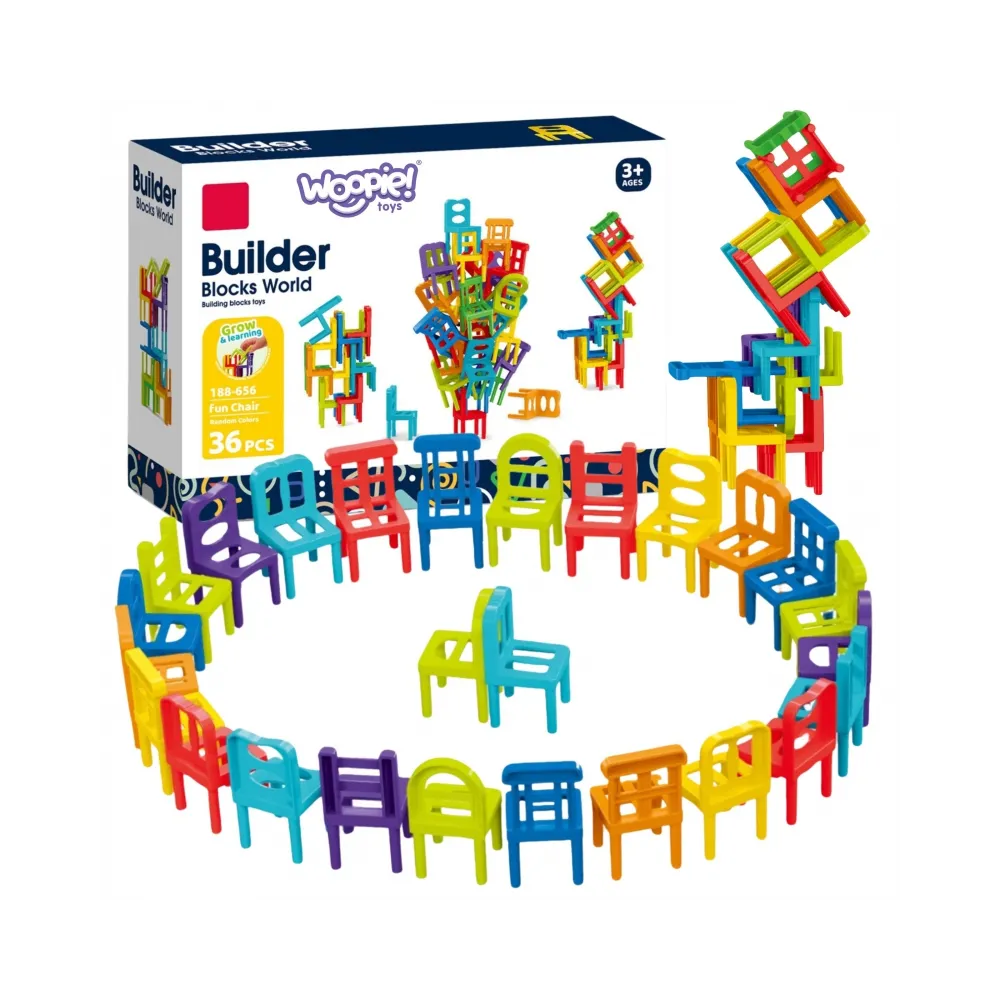 WOOPIE Gra Zręcznościowa Układanka Klocków Balansujące Krzesła 36 el.