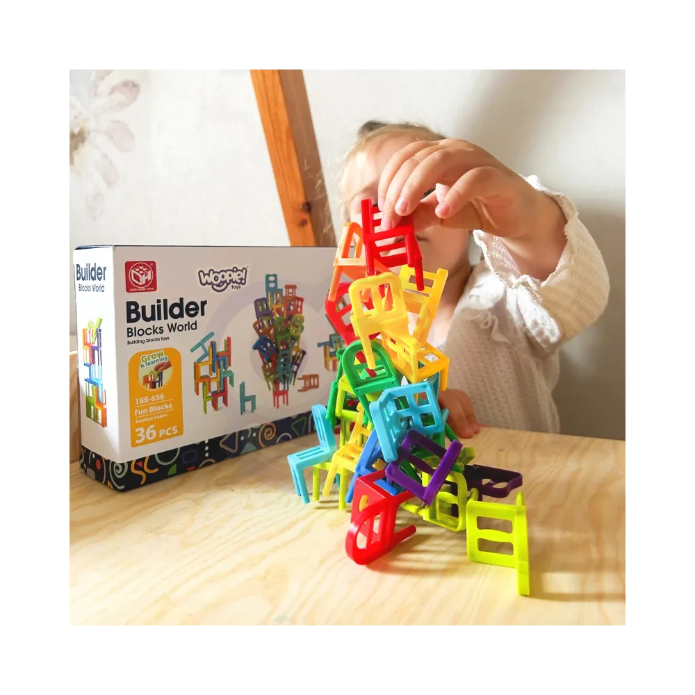 WOOPIE Gra Zręcznościowa Układanka Klocków Balansujące Krzesła 36 el.