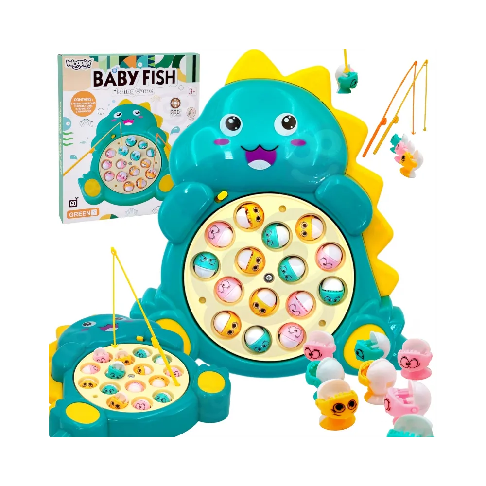WOOPIE Zestaw Łowienie Rybek Gra Zręcznościowa Zielony Dinozaur