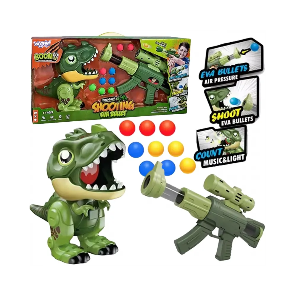 WOOPIE Interaktywny Pistolet na Piankowe Kulki + Dinozaur Wyrzutnia