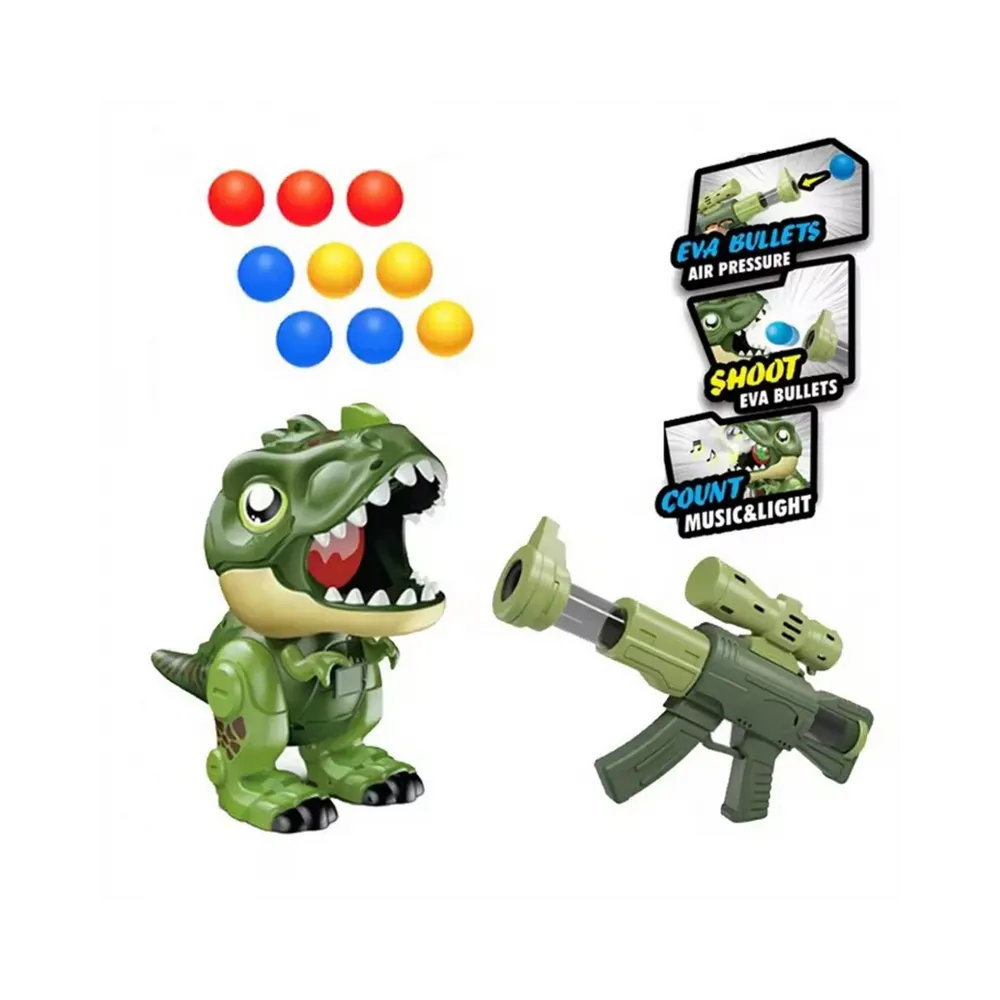 WOOPIE Interaktywny Pistolet na Piankowe Kulki + Dinozaur Wyrzutnia