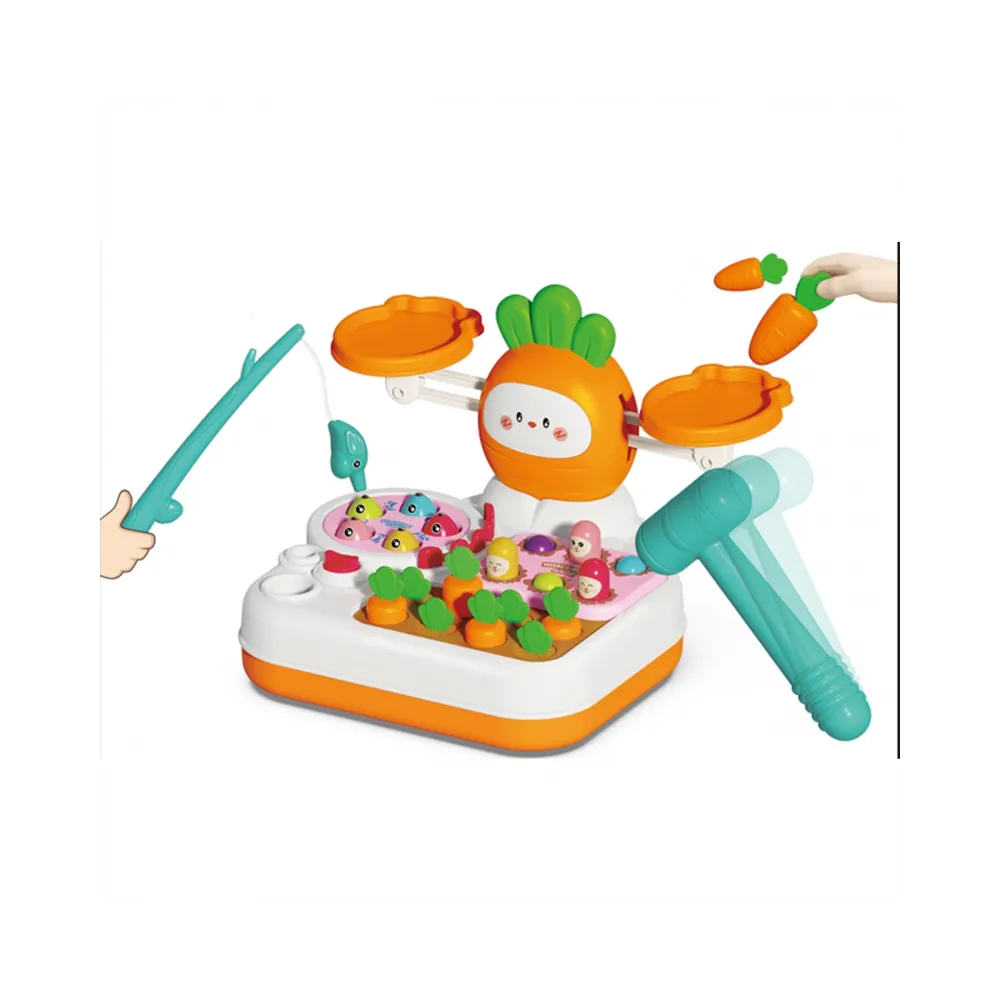 WOOPIE Gra MONTESSORI 4w1 Łowienie Rybek Waga Szalkowa Uderz w Kreta i Marchewki