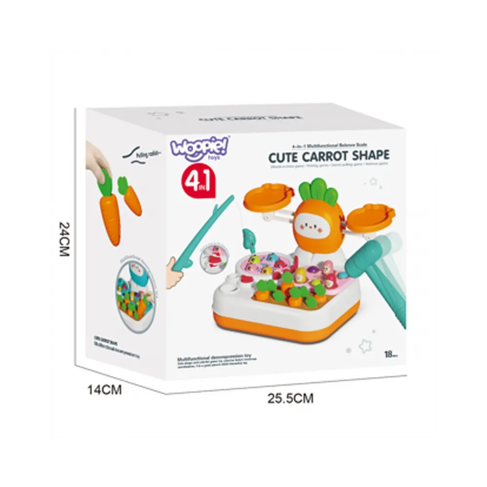 WOOPIE Gra MONTESSORI 4w1 Łowienie Rybek Waga Szalkowa Uderz w Kreta i Marchewki