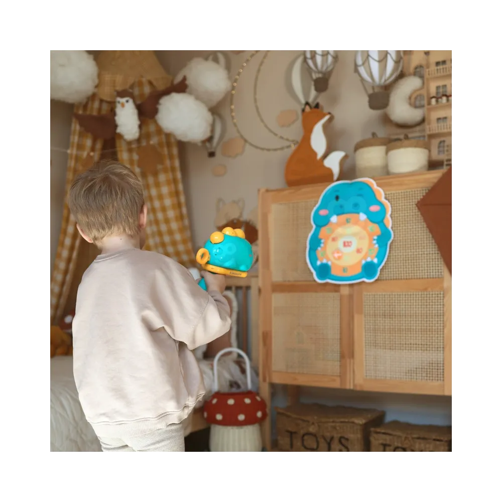 WOOPIE Gra w Rzutki Dart Pistolet Dinozaur na Kulki Rzepy Tarcza Punkty Strzelanie