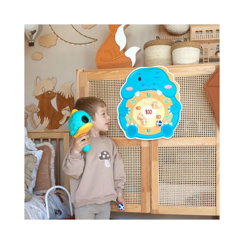 WOOPIE Gra w Rzutki Dart Pistolet Dinozaur na Kulki Rzepy Tarcza Punkty Strzelanie