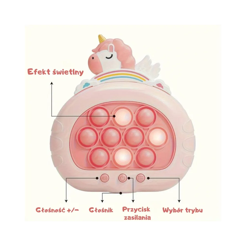 WOOPIE Gra POP IT Elektryczna Antystresowa Zręcznościowa Jednorożec