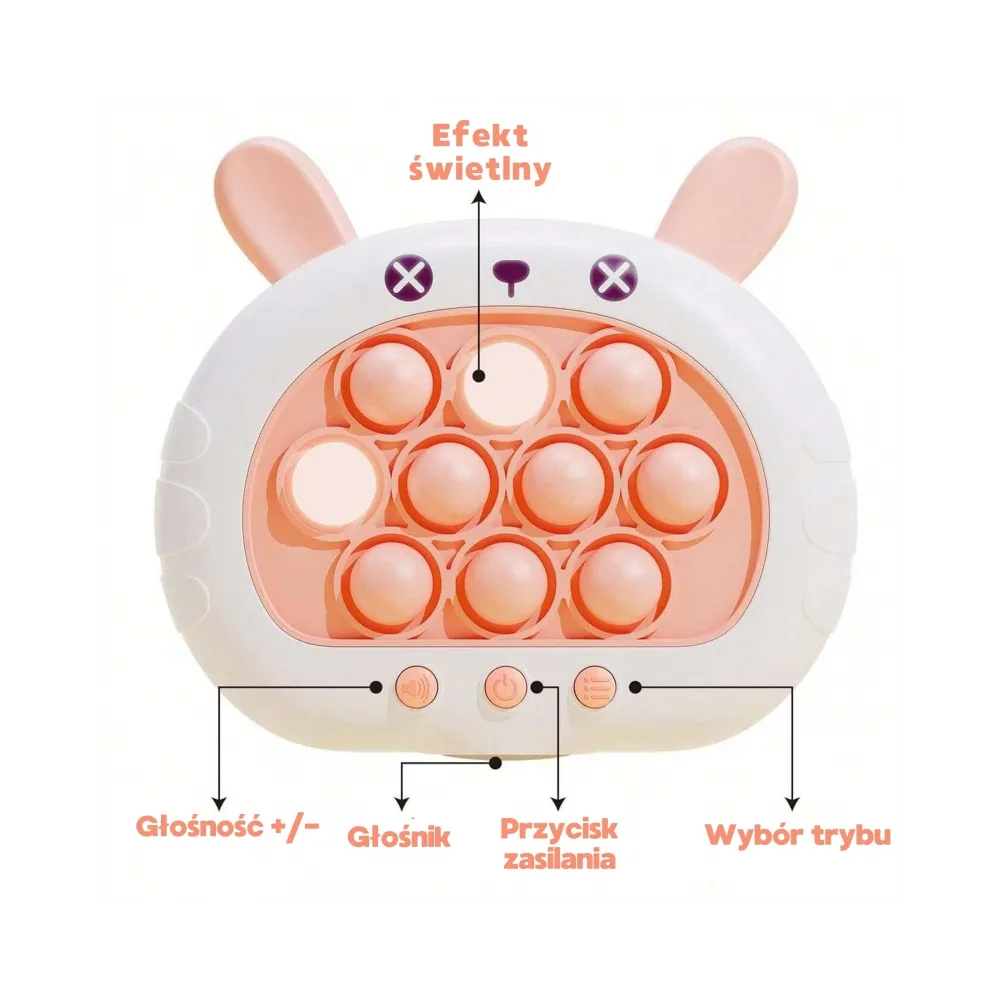 WOOPIE Gra POP IT Elektryczna Antystresowa Zręcznościowa Króliczek