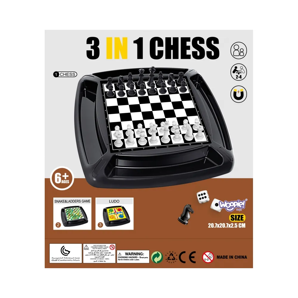 WOOPIE Zestaw 4w1 Gry Planszowe Warcaby, Szachy, Chińczyk, Drabiny i Węże