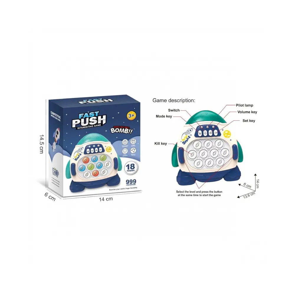 WOOPIE Gra POP IT Elektroniczna Antystresowa Zręcznościowa Rakieta blue