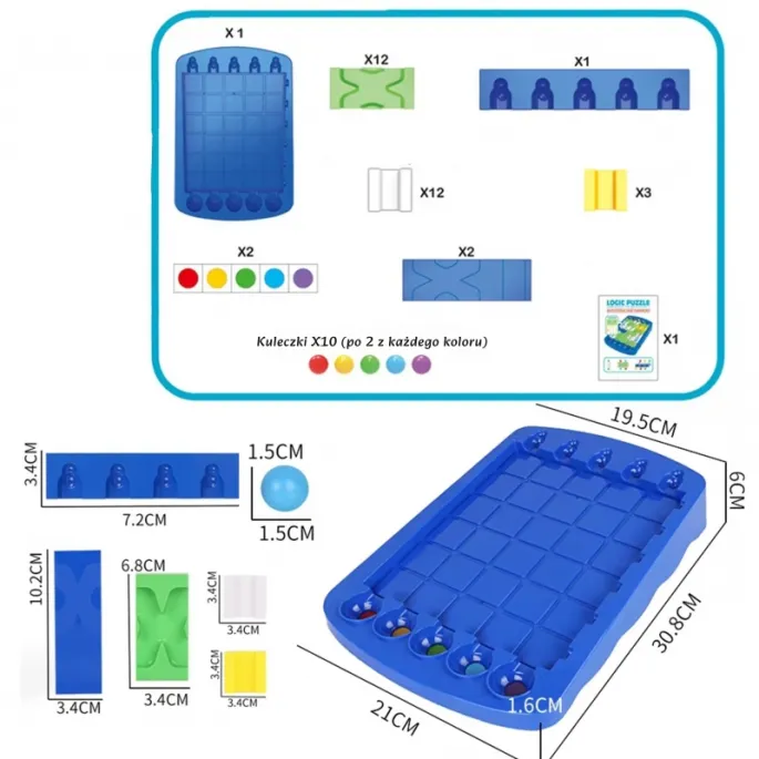 Kolorowe kulki w ekscytującej grze labiryntowej.