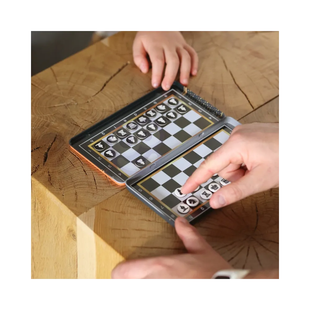 WOOPIE IQ Gra Szachy Warcaby Magnetyczne 2w1 Podróżna Kieszonkowa