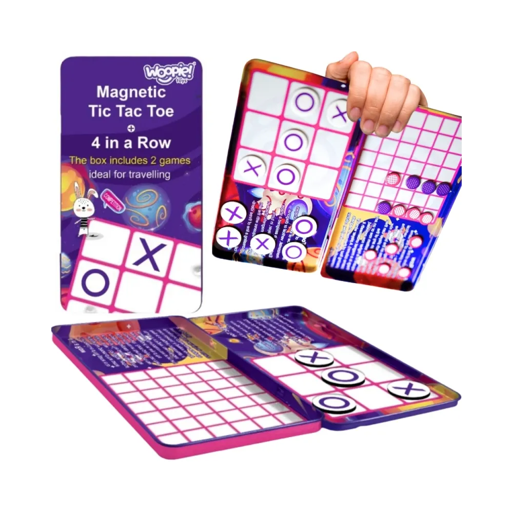 WOOPIE IQ Gra Strategiczna Magnetyczna 2w1 Kółko I Krzyżyk + Gra 4 w Lini MINI