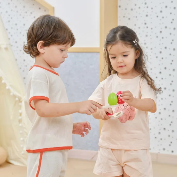 Zestaw do gry w jajka na łyżkach dla maluchów