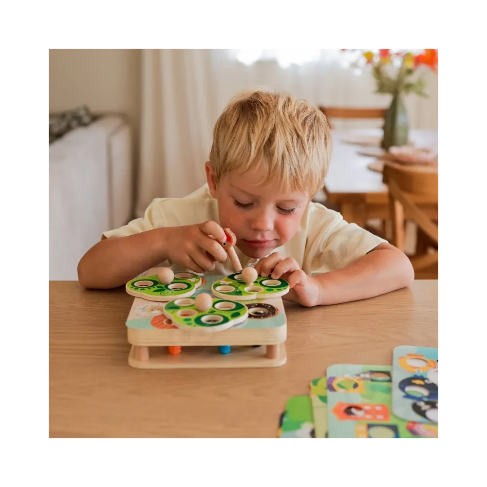 TOOKY TOY Drewniana Gra Zręcznościowa 2w1 Wyciągnij Robaczki dla Dzieci