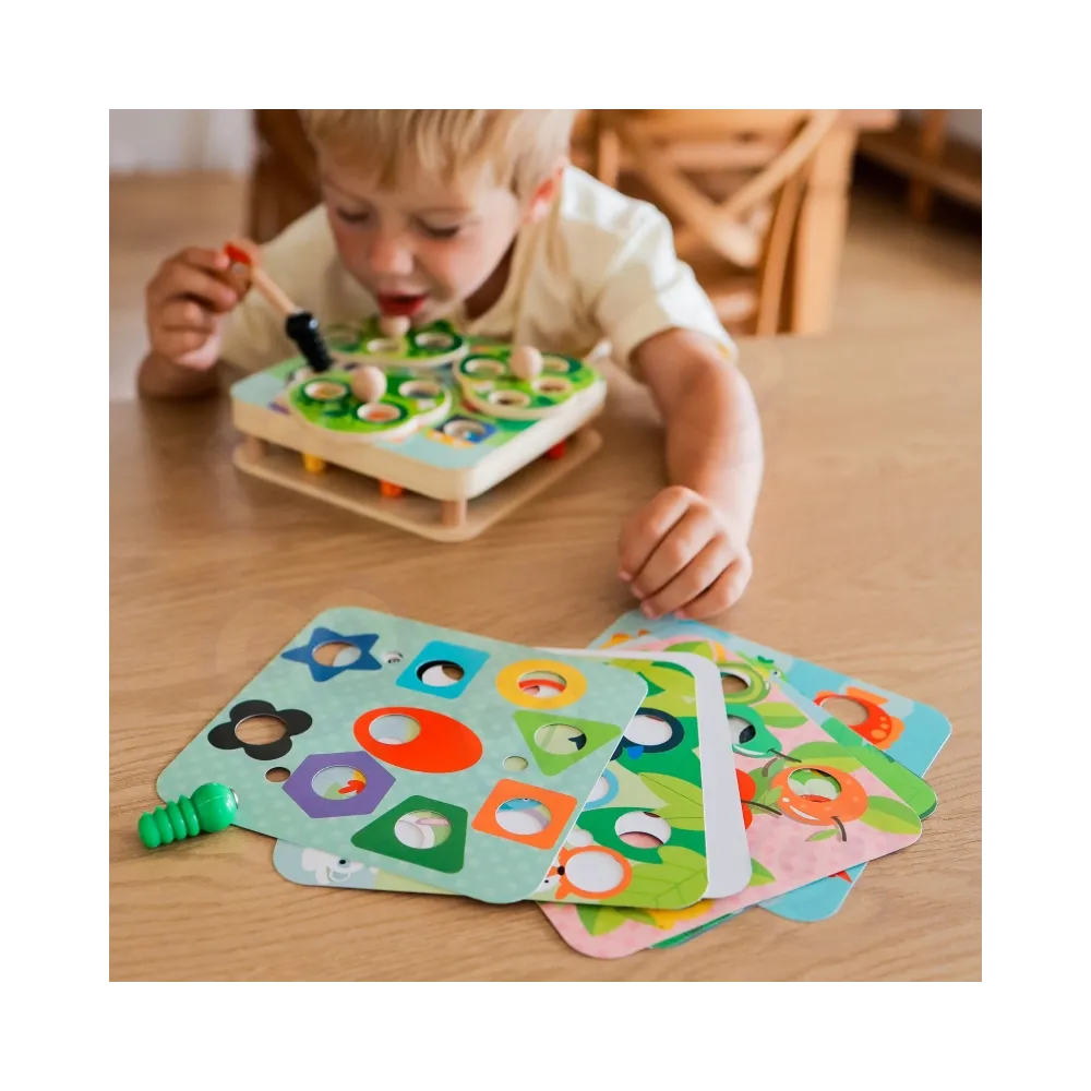 TOOKY TOY Drewniana Gra Zręcznościowa 2w1 Wyciągnij Robaczki dla Dzieci