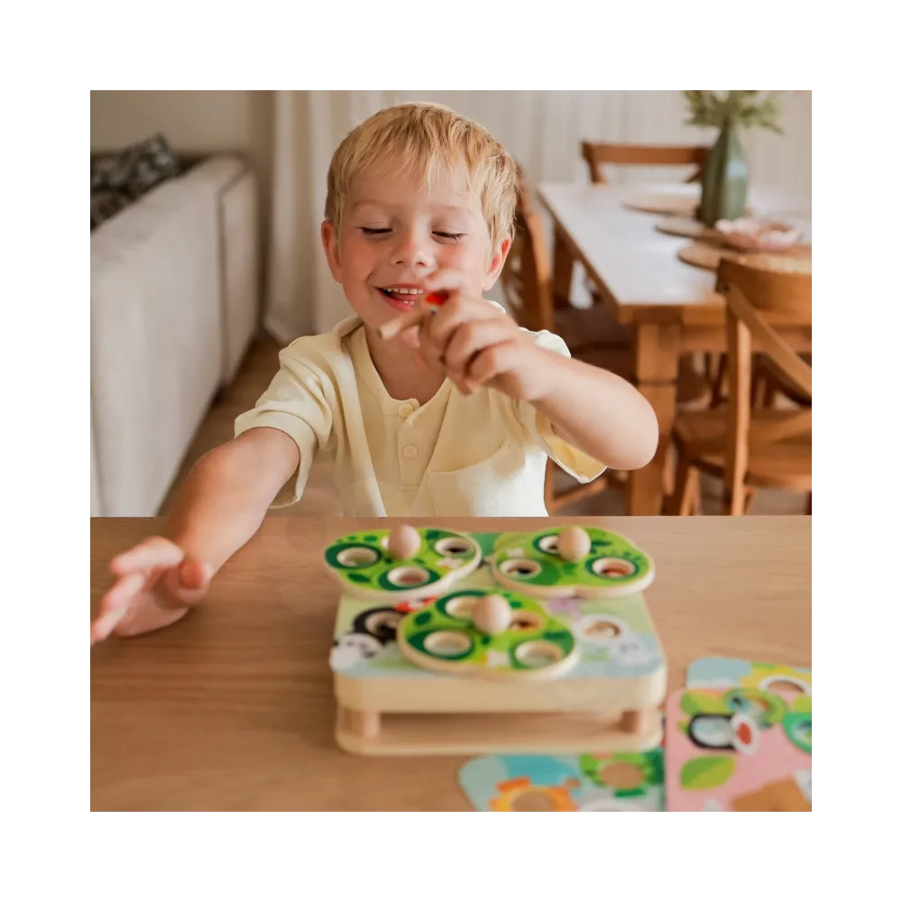 TOOKY TOY Drewniana Gra Zręcznościowa 2w1 Wyciągnij Robaczki dla Dzieci