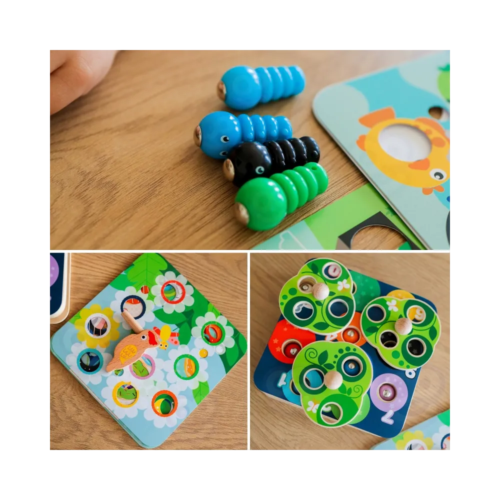 TOOKY TOY Drewniana Gra Zręcznościowa 2w1 Wyciągnij Robaczki dla Dzieci