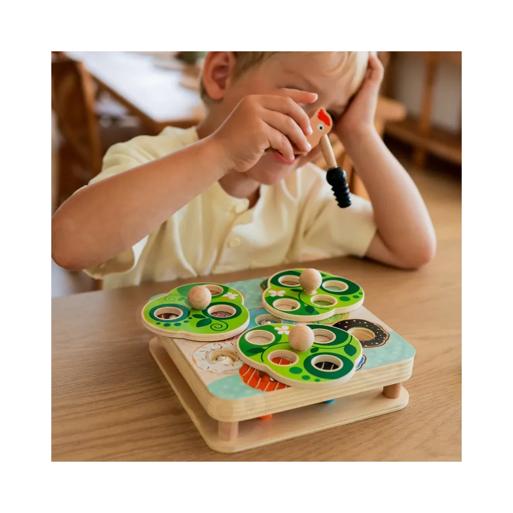 TOOKY TOY Drewniana Gra Zręcznościowa 2w1 Wyciągnij Robaczki dla Dzieci