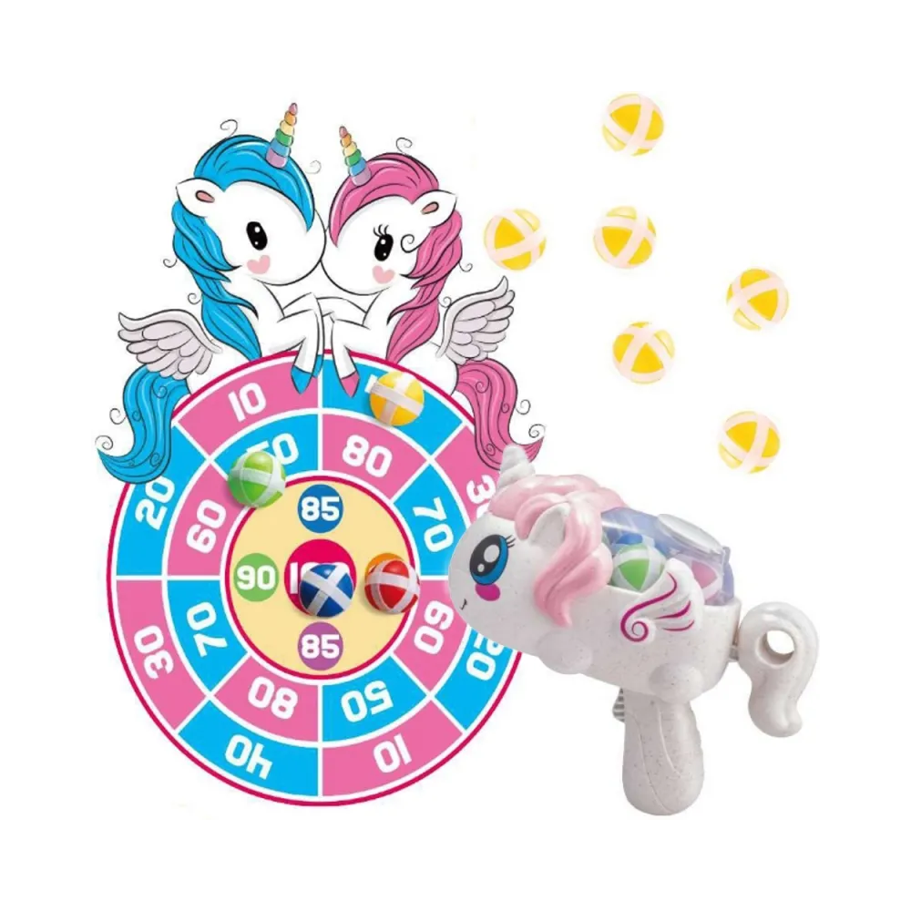 WOOPIE Gra Zręcznościowa w Rzutki na Rzepy Zestaw 2w1 Tarcza Wyrzutnia Jednorożec