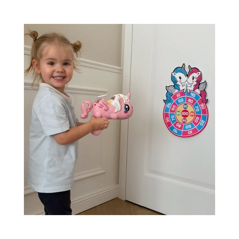 WOOPIE Gra Zręcznościowa w Rzutki na Rzepy Zestaw 2w1 Tarcza Wyrzutnia Jednorożec