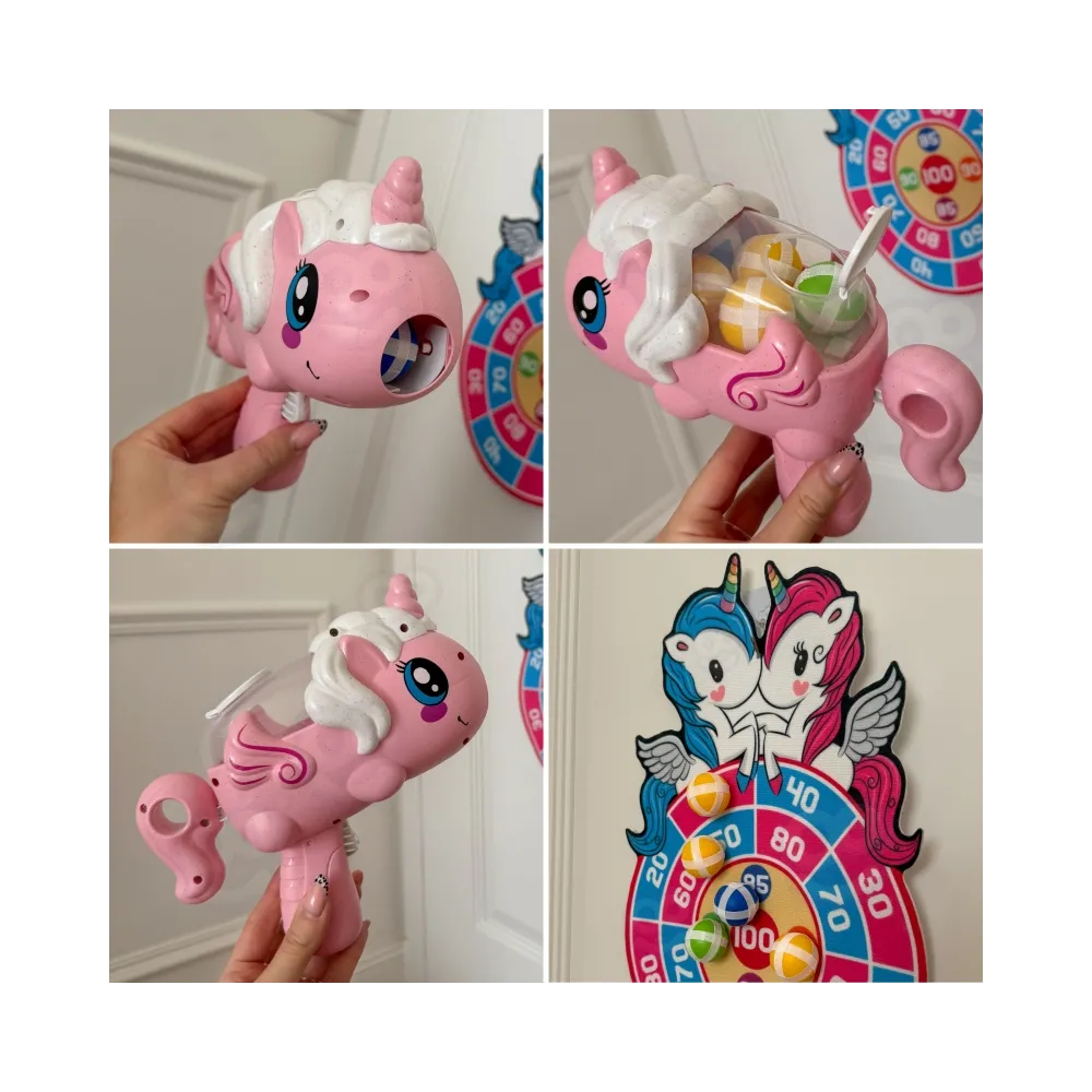 WOOPIE Gra Zręcznościowa w Rzutki na Rzepy Zestaw 2w1 Tarcza Wyrzutnia Jednorożec