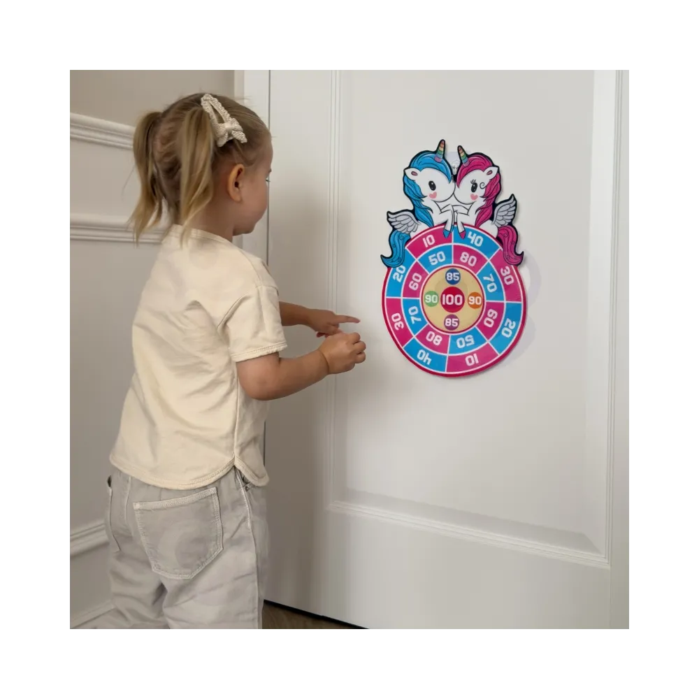 WOOPIE Gra Zręcznościowa w Rzutki na Rzepy Zestaw 2w1 Tarcza Wyrzutnia Jednorożec