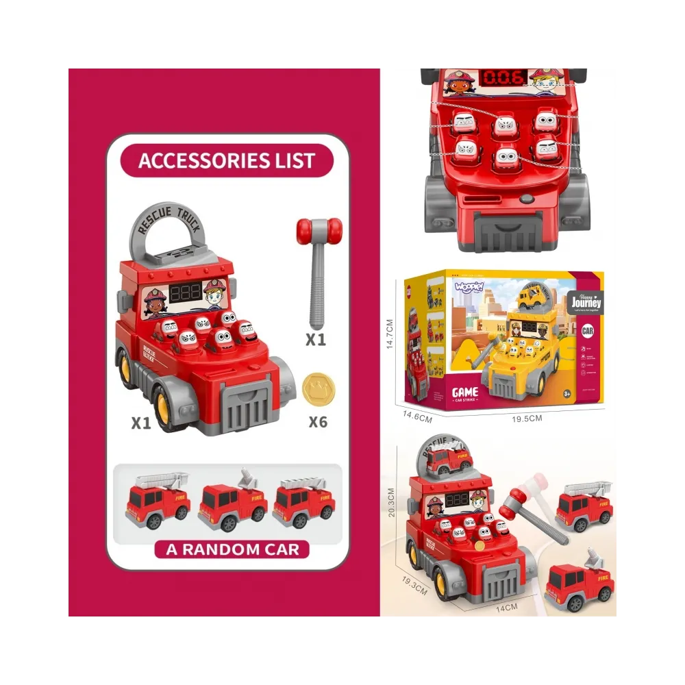 WOOPIE Gra Zręcznościowa Uderz Młotkiem Wbijak Straż Pożarna z Akcesoriami