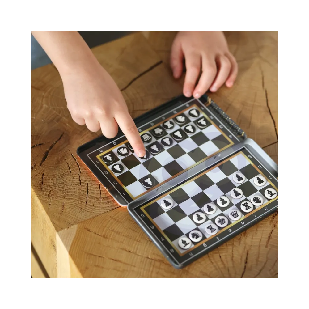 WOOPIE IQ Gra Szachy Warcaby Magnetyczne 2w1 Podróżna Kieszonkowa 10 sztuk