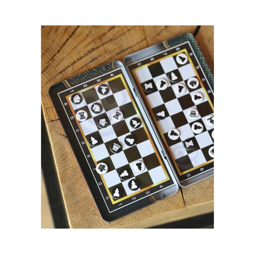 WOOPIE IQ Gra Szachy Warcaby Magnetyczne 2w1 Podróżna Kieszonkowa 10 sztuk