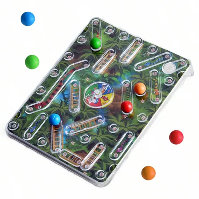 Kolorowe kulki do gry w Węże i Drabiny 3D na stole