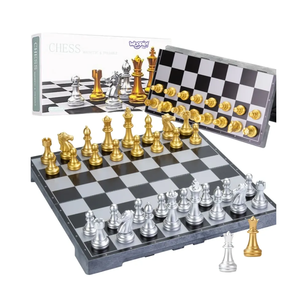 WOOPIE Szachy Magnetyczne Przenośne Złote Srebrne