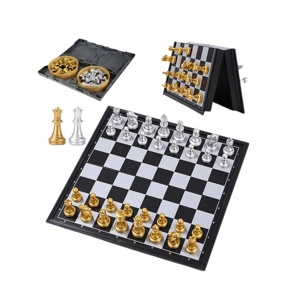 WOOPIE Szachy Magnetyczne Przenośne Złote Srebrne