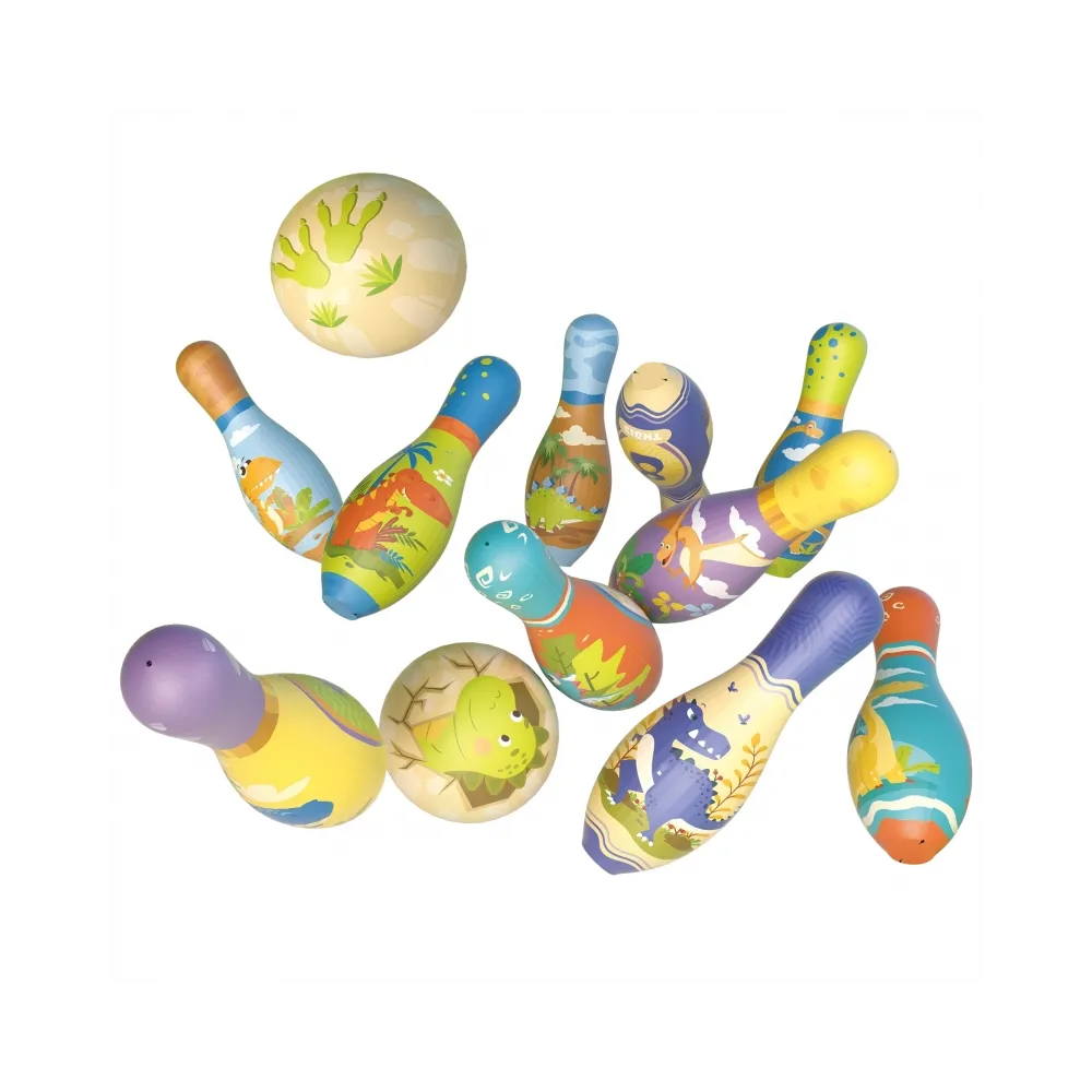 WOOPIE Gra Zręcznościowa Kręgle Miękkie Soft Dinozaury Zestaw 12el.