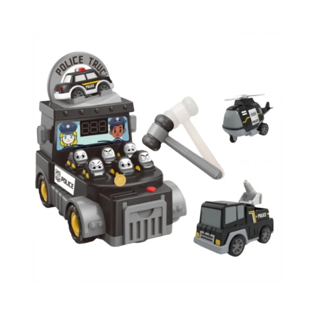 WOOPIE Gra Zręcznościowa Uderz Młotkiem Wbijak Wóz Policyjny z Akcesoriami