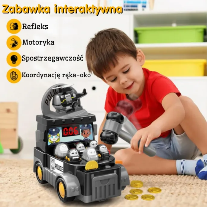 Zestaw z mini autkiem i radiowozem do emocjonującej gry.