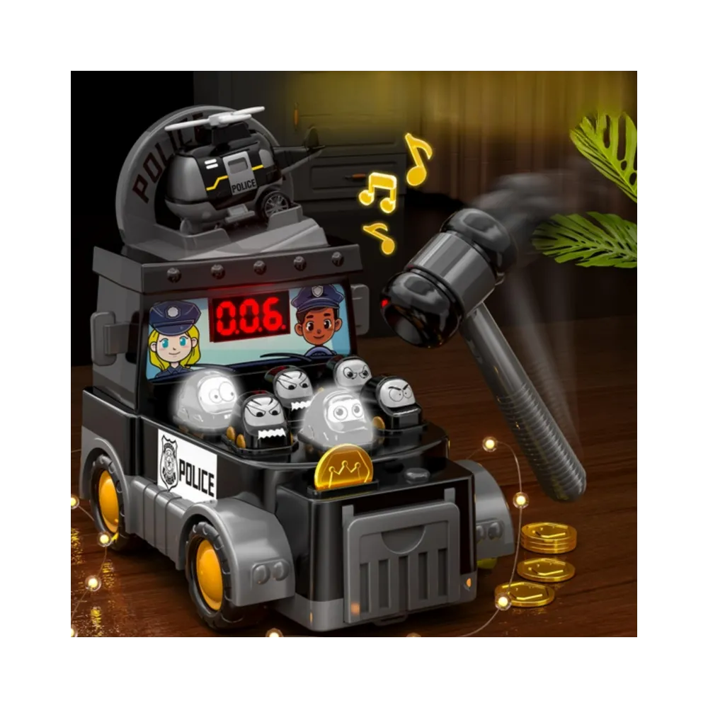 WOOPIE Gra Zręcznościowa Uderz Młotkiem Wbijak Wóz Policyjny z Akcesoriami