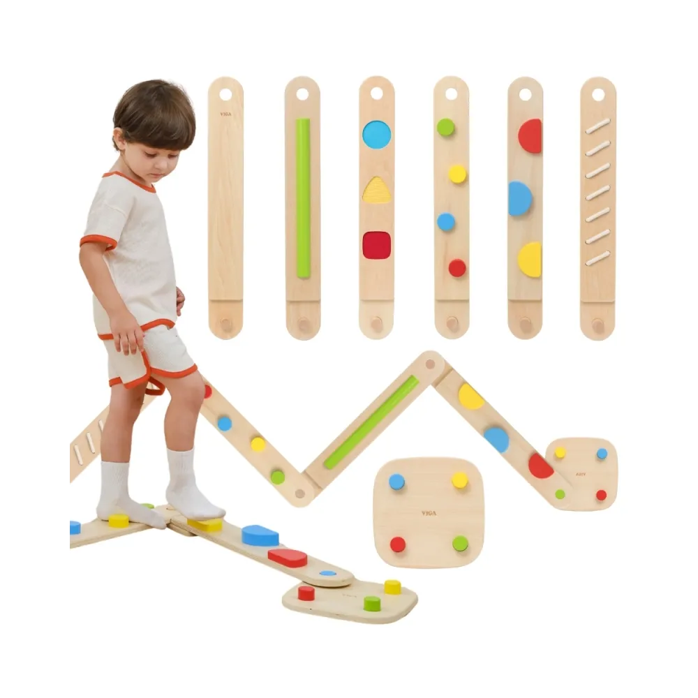 Drewniana równoważnia VIGA z 6 belkami i łącznikiem