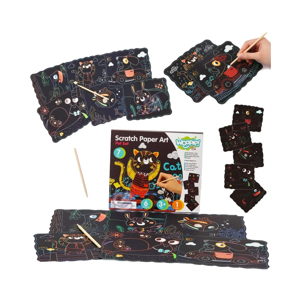 WOOPIE ART&FUN Zestaw Kreatywny Wydrapywanki dla Dzieci 7 el.